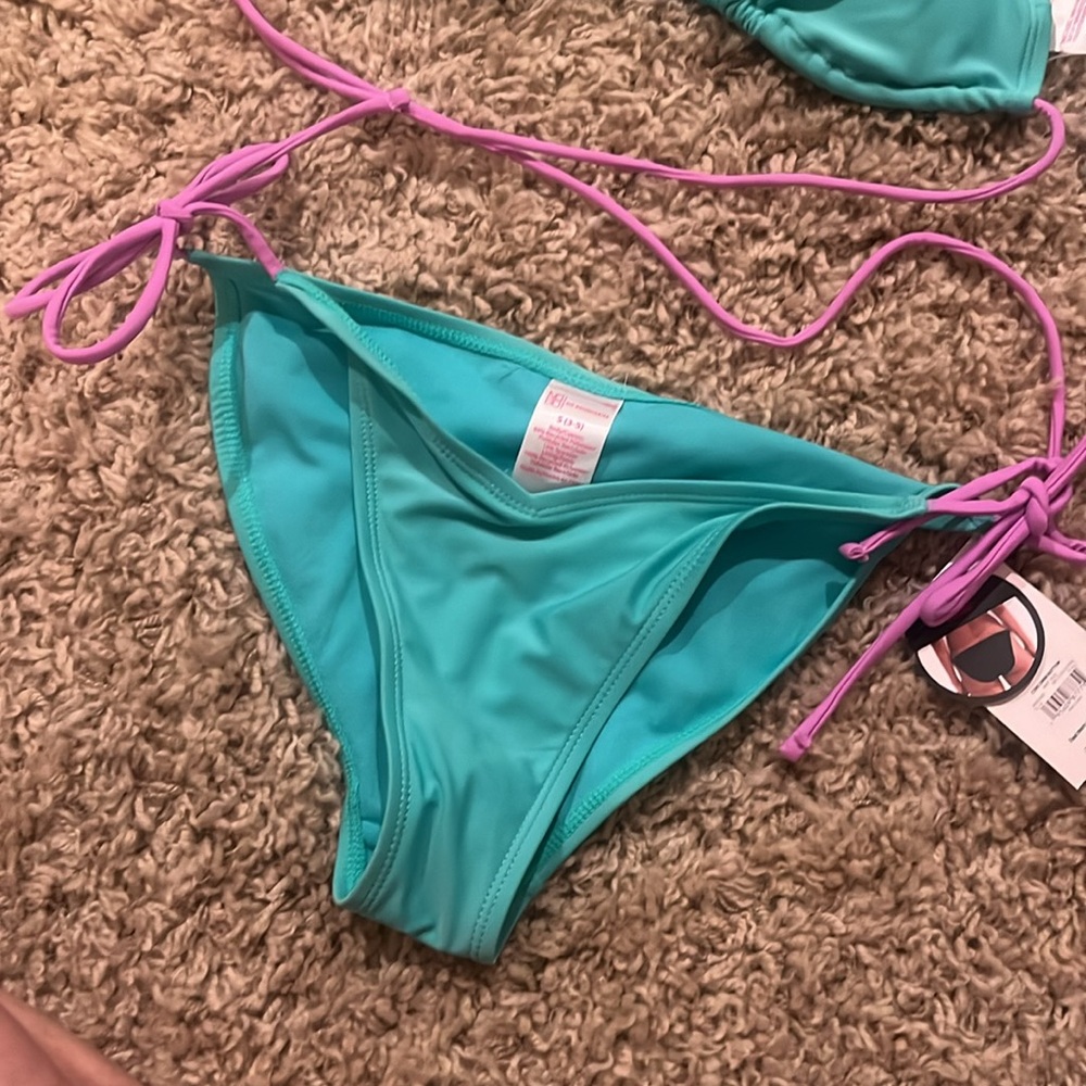 No Boundaries Teal String Bikini With Yellow And … - image 4